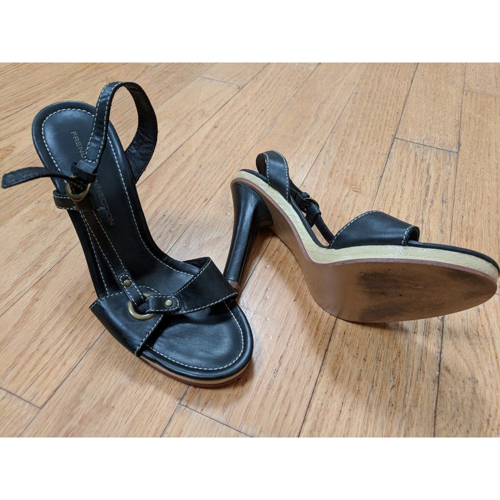 French Connection Enora Women's Black Ankle Strap Heels Shoes EU 37, US Size 8 - Picture 4 of 5